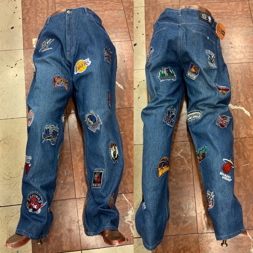 Men's NBA All Over Blue Denim Pants